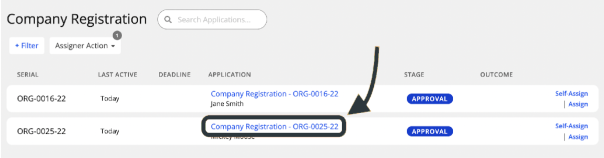Select company registration application