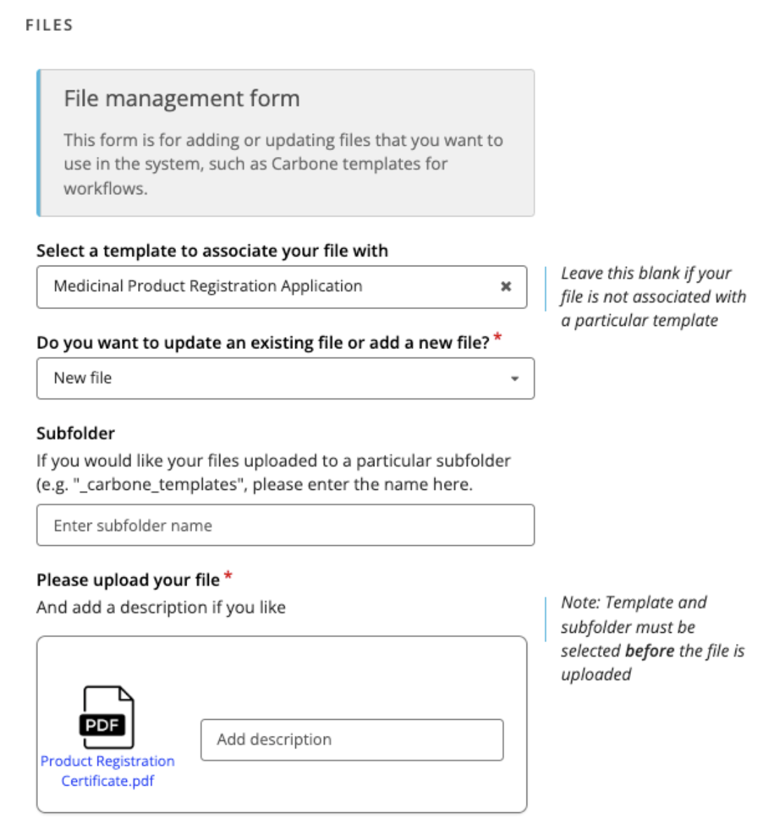 template file management form